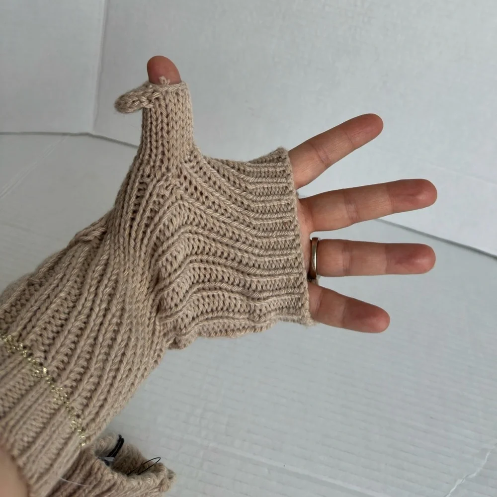 Calvin Klein Beige Convertible Mittens Fingerless Gloves